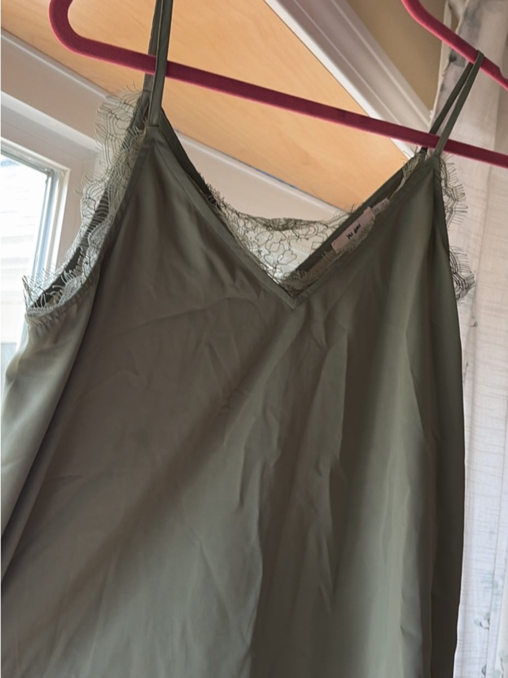 Zara Olive Green Lace-Trim Camisole